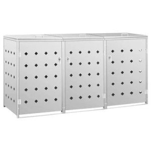 vidaxl triple wheelie bin shed 63.4 gal stainless