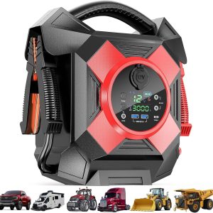 dm1264 heavy duty jump starter, 12v 30000a peak, lithium battery booster pack, portable jump starter for heavy vehicles, 40°f instant start, suitable for diesel and gasoline engines up to 50l, semi truck class 8