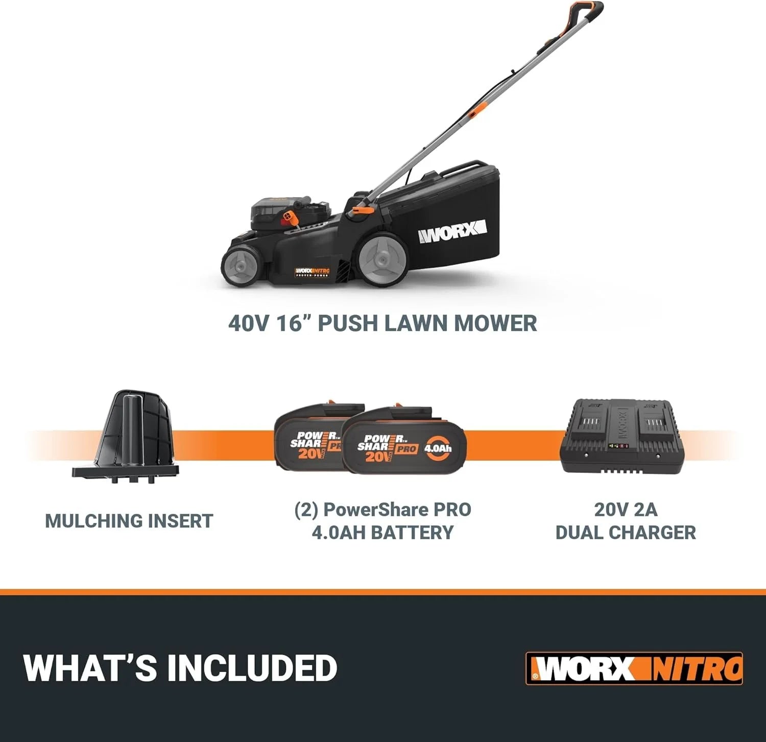 worx nitro 40v 16″ cordless lawn mowers w/brushless motor 2.0 & intellicut. worx nitro 40v 16″ cordless lawn mowers w/brushless motor 2.0 & intellicut.