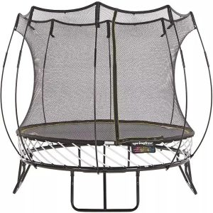 springfree trampoline 8′ compact round trampoline with safety enclosure