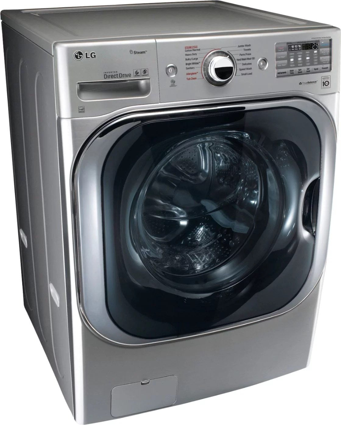 lg – 5.2 cu. ft. high efficiency front load washer with steam and turbowash technology – graphite steel lg – 5.2 cu. ft. high efficiency front load washer with steam and turbowash technology – graphite steel