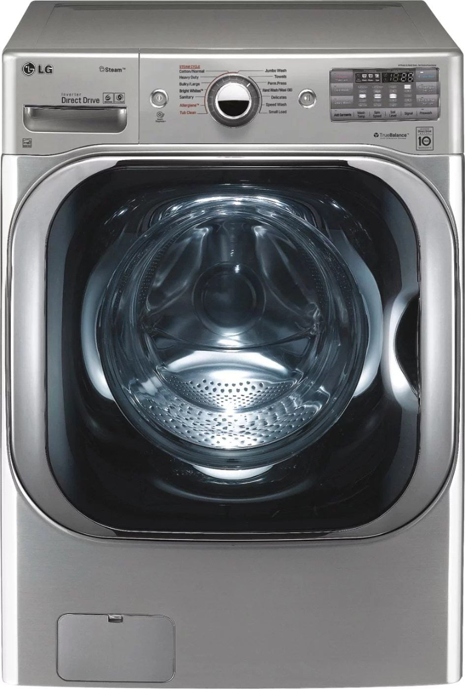 lg – 5.2 cu. ft. high efficiency front load washer with steam and turbowash technology – graphite steel lg – 5.2 cu. ft. high efficiency front load washer with steam and turbowash technology – graphite steel