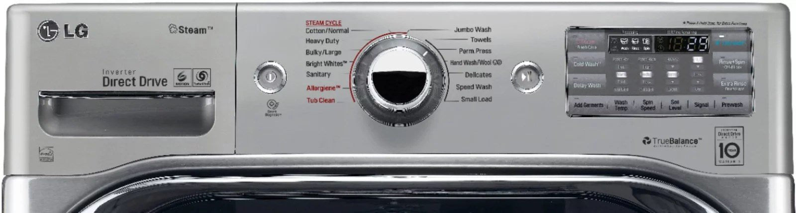 lg – 5.2 cu. ft. high efficiency front load washer with steam and turbowash technology – graphite steel lg – 5.2 cu. ft. high efficiency front load washer with steam and turbowash technology – graphite steel