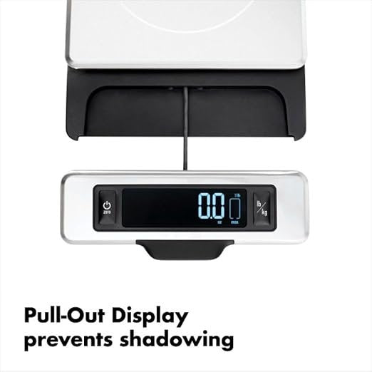 oxo good grips 11 pound stainless steel kitchen scale with pull out display black oxo good grips 11 pound stainless steel kitchen scale with pull out display black