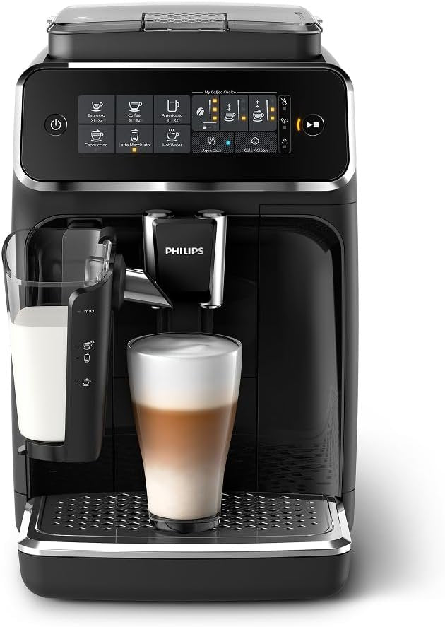 philips 3200 series fully automatic espresso machine, lattego milk frother, 5 coffee varieties, intuitive touch display, 100% ceramic grinder, aquaclean filter, my coffee choice, black (ep3241/54) philips 3200 series fully automatic espresso machine, lattego milk frother, 5 coffee varieties, intuitive touch display, 100% ceramic grinder, aquaclean filter, my coffee choice, black (ep3241/54)