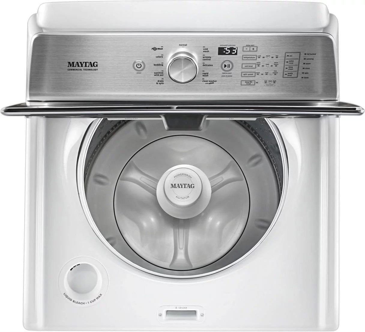 maytag – 4.7 cu. ft. top load washer with dual action powerwash agitator – white maytag – 4.7 cu. ft. top load washer with dual action powerwash agitator – white