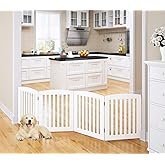 pawland extra wide dog gate for the house, doorway, stairs, dog fences indoor, freestanding foldable wooden pet gates for dogs, set of support feet included, 96 in wide 30 in tall, 4 panels white pawland extra wide dog gate for the house, doorway, stairs, dog fences indoor, freestanding foldable wooden pet gates for dogs, set of support feet included, 96 in wide 30 in tall, 4 panels white