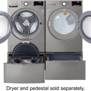 lg – 4.5 cu. ft. high efficiency stackable smart front load washer with steam and 6motion technology – graphite steel