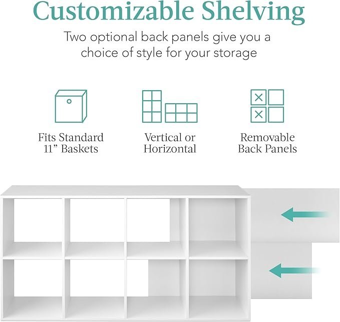 best choice products 8 cube storage organizer, 11in shelf opening, bookcase, display shelf, customizable w/ 3 removable back panels – white best choice products 8 cube storage organizer, 11in shelf opening, bookcase, display shelf, customizable w/ 3 removable back panels – white