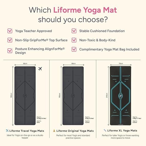 liforme original yoga mat – free yoga bag included – patented alignment system, warrior like grip, non slip, eco friendly, sweat resistant, long, wide, 4.2mm thick mat for comfort liforme original yoga mat – free yoga bag included – patented alignment system, warrior like grip, non slip, eco friendly, sweat resistant, long, wide, 4.2mm thick mat for comfort