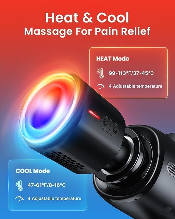 renpho active thermacool deluxe massage gun deep tissue with charging stand, mothers day gifts back massager with heat and cold head, percussion body muscle masajeador for athletes pain relief renpho active thermacool deluxe massage gun deep tissue with charging stand, mothers day gifts back massager with heat and cold head, percussion body muscle masajeador for athletes pain relief