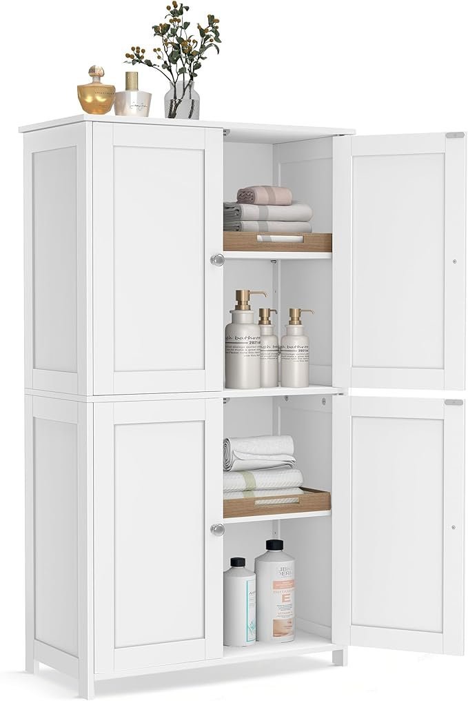 vasagle floor storage cabinet, shaker cabinet with 2 adjustable shelves, 4 doors, tall freestanding organizer unit, for kitchen bathroom living room, cloud white ubbc553wh01s vasagle floor storage cabinet, shaker cabinet with 2 adjustable shelves, 4 doors, tall freestanding organizer unit, for kitchen bathroom living room, cloud white ubbc553wh01s