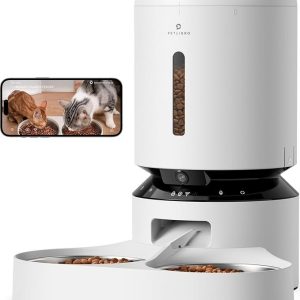 petlibro automatic cat feeder with camera for two cats, 1080p hd video with night vision, 5g wifi pet feeder with phone app control, 2 way audio for cat & dog, low food & motion & sound alerts