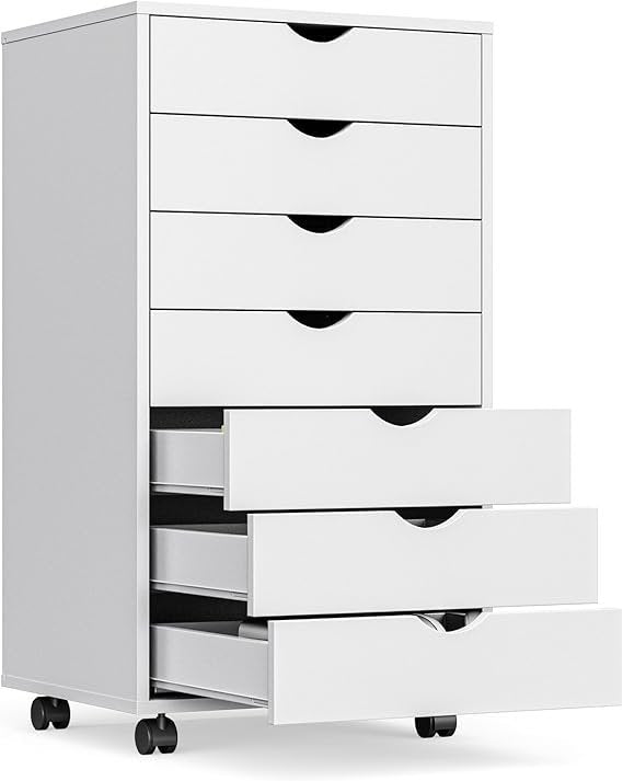 olixis 7 drawer mobile file cabinet under desk storage organization with wheels vertical filing chest rolling wood small desk printer stand for home office, 15.75″d x 18.74″w x 34.25″h, white olixis 7 drawer mobile file cabinet under desk storage organization with wheels vertical filing chest rolling wood small desk printer stand for home office, 15.75″d x 18.74″w x 34.25″h, white