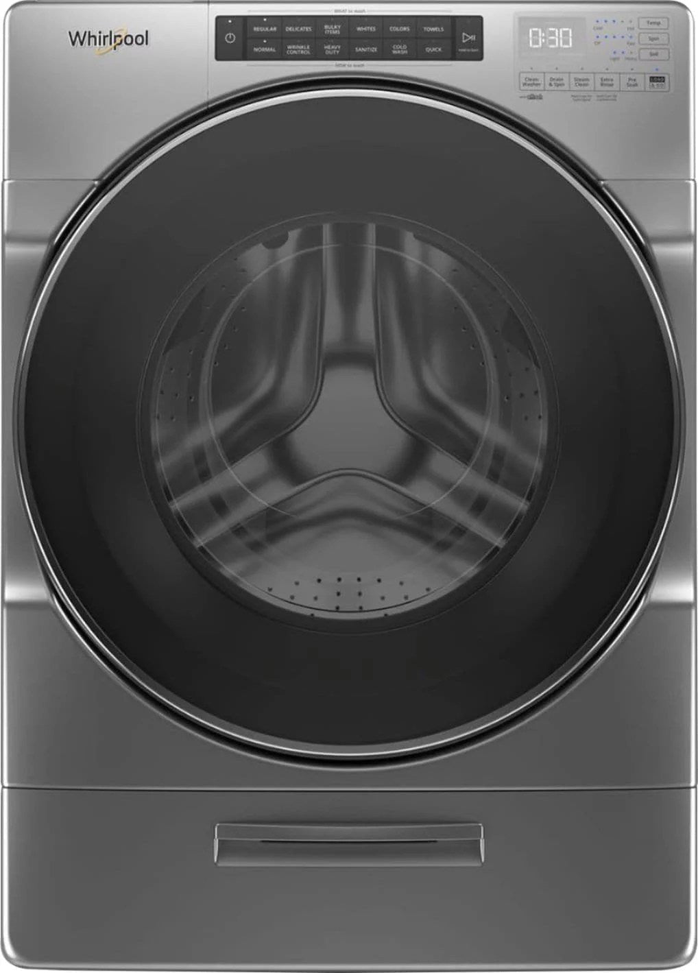 whirlpool – 4.5 cu. ft. high efficiency stackable front load washer with steam and load & go xl dispenser – chrome shadow whirlpool – 4.5 cu. ft. high efficiency stackable front load washer with steam and load & go xl dispenser – chrome shadow