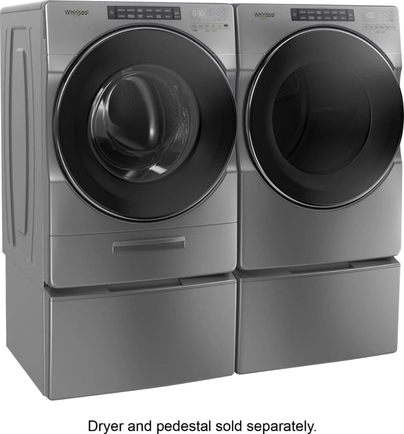 whirlpool – 4.5 cu. ft. high efficiency stackable front load washer with steam and load & go xl dispenser – chrome shadow whirlpool – 4.5 cu. ft. high efficiency stackable front load washer with steam and load & go xl dispenser – chrome shadow