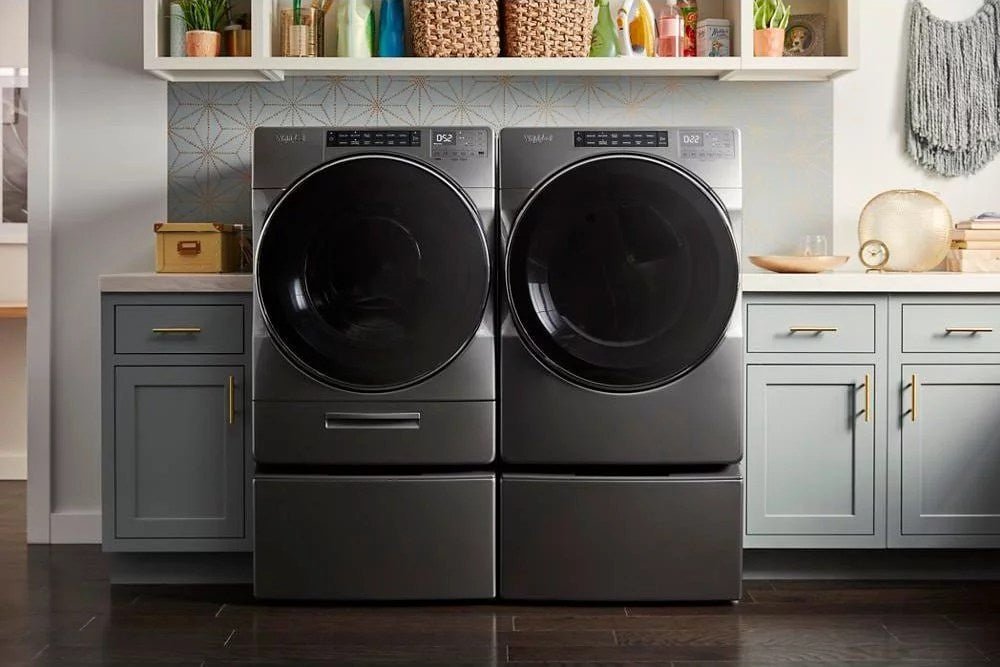 whirlpool – 4.5 cu. ft. high efficiency stackable front load washer with steam and load & go xl dispenser – chrome shadow whirlpool – 4.5 cu. ft. high efficiency stackable front load washer with steam and load & go xl dispenser – chrome shadow