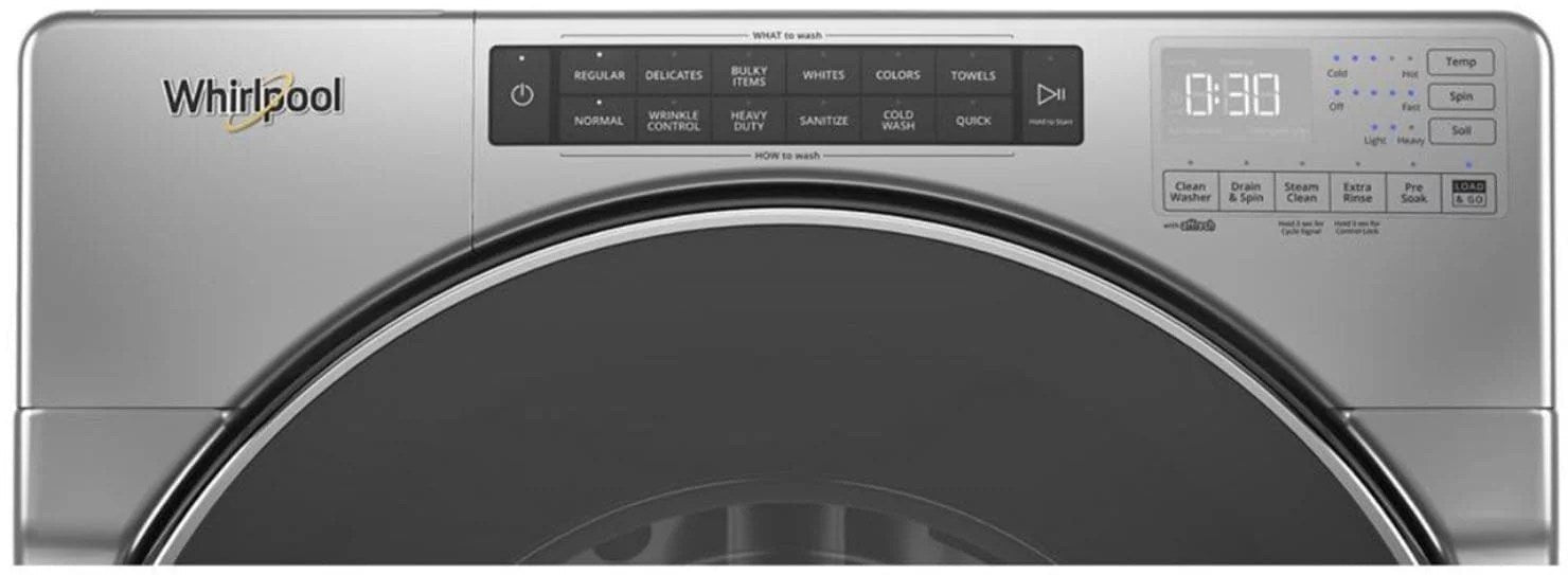 whirlpool – 4.5 cu. ft. high efficiency stackable front load washer with steam and load & go xl dispenser – chrome shadow whirlpool – 4.5 cu. ft. high efficiency stackable front load washer with steam and load & go xl dispenser – chrome shadow