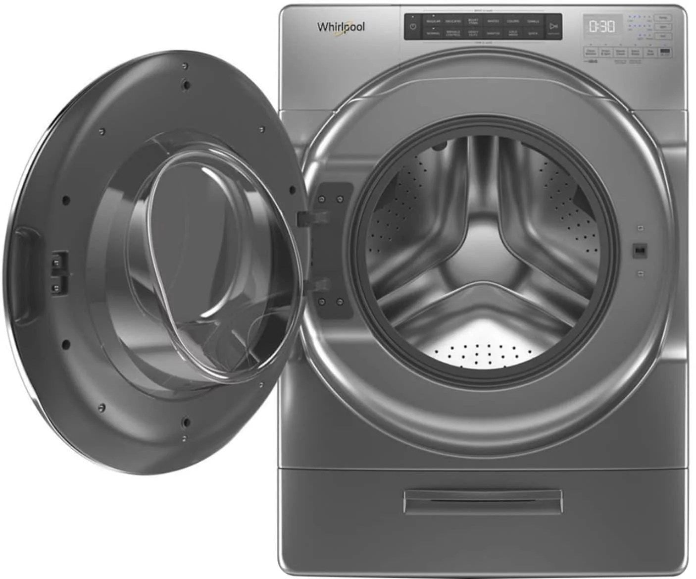 whirlpool – 4.5 cu. ft. high efficiency stackable front load washer with steam and load & go xl dispenser – chrome shadow whirlpool – 4.5 cu. ft. high efficiency stackable front load washer with steam and load & go xl dispenser – chrome shadow