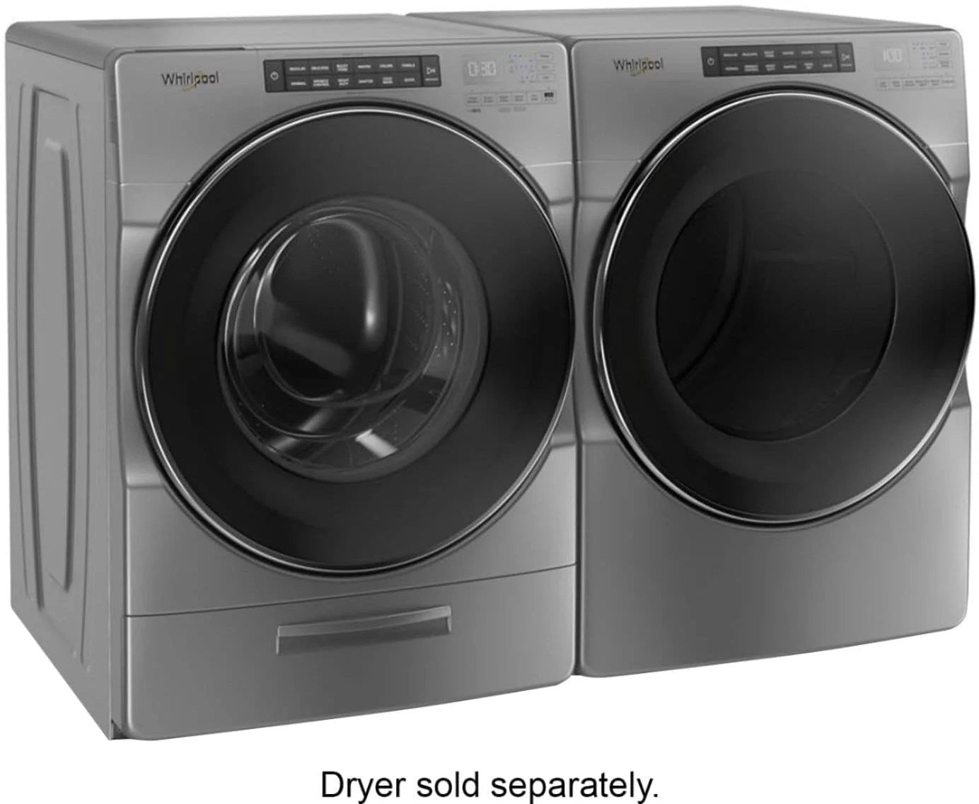 whirlpool – 4.5 cu. ft. high efficiency stackable front load washer with steam and load & go xl dispenser – chrome shadow whirlpool – 4.5 cu. ft. high efficiency stackable front load washer with steam and load & go xl dispenser – chrome shadow