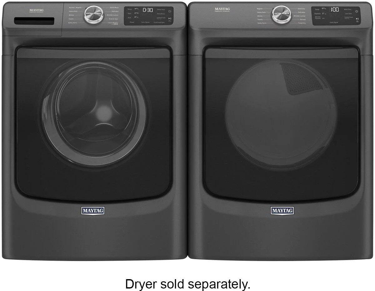 maytag – 4.5 cu. ft. high efficiency stackable front load washer with steam and extra power button – volcano black maytag – 4.5 cu. ft. high efficiency stackable front load washer with steam and extra power button – volcano black