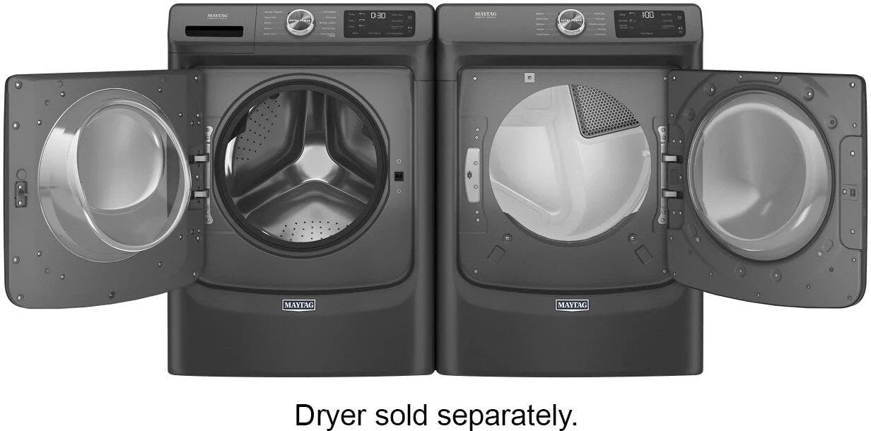 maytag – 4.5 cu. ft. high efficiency stackable front load washer with steam and extra power button – volcano black maytag – 4.5 cu. ft. high efficiency stackable front load washer with steam and extra power button – volcano black