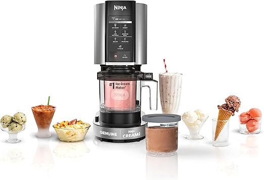 ninja nc301 creami ice cream maker for gelato mix ins milkshakes sorbet smoothie bowls & more 7 one touch programs with 2 pint containers & lids compact size silver ninja nc301 creami ice cream maker for gelato mix ins milkshakes sorbet smoothie bowls & more 7 one touch programs with 2 pint containers & lids compact size silver
