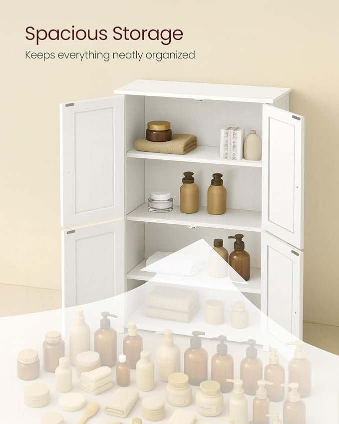 vasagle floor storage cabinet, shaker cabinet with 2 adjustable shelves, 4 doors, tall freestanding organizer unit, for kitchen bathroom living room, cloud white ubbc553wh01s vasagle floor storage cabinet, shaker cabinet with 2 adjustable shelves, 4 doors, tall freestanding organizer unit, for kitchen bathroom living room, cloud white ubbc553wh01s
