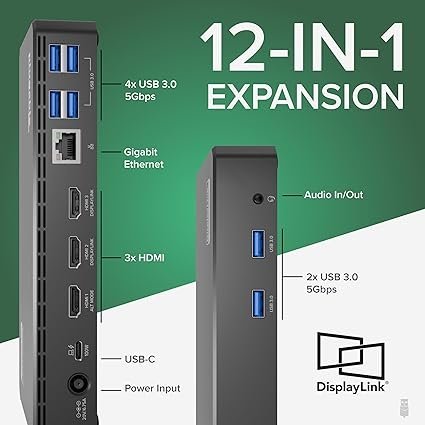 plugable usb c triple display docking station | 100w pd, 3x hdmi (1x 4k 30hz, 2x 1080p 60hz), 6x usb 5gbps ports | windows, macos, chromeos compatible – enhance productivity with multi monitor support plugable usb c triple display docking station | 100w pd, 3x hdmi (1x 4k 30hz, 2x 1080p 60hz), 6x usb 5gbps ports | windows, macos, chromeos compatible – enhance productivity with multi monitor support