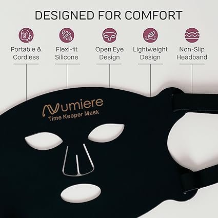 numiere time keeper led face mask – lightweight, flexible, and multi wavelength red, blue, & infrared (nir) led contour technology wearable facial beauty device for personal use and skincare routines numiere time keeper led face mask – lightweight, flexible, and multi wavelength red, blue, & infrared (nir) led contour technology wearable facial beauty device for personal use and skincare routines