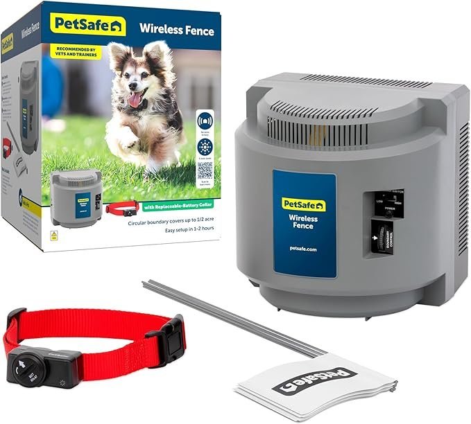petsafe wireless pet containment system – original wireless electric fence for dogs – covers up to 1/2 acre – for pets 8lb+ petsafe wireless pet containment system – original wireless electric fence for dogs – covers up to 1/2 acre – for pets 8lb+