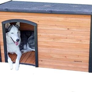 precision pet products extreme outback log cabin dog house, large, natural wood (7027013)
