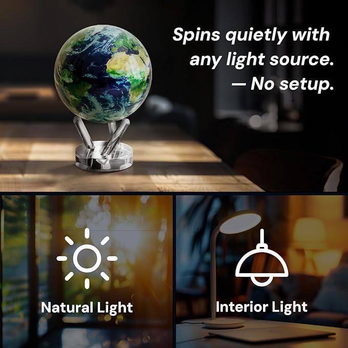 mova globe – earth with clouds classic (4.5″) | self rotating globe powered by light | silent motion, no batteries or wires | unique desk decor or gift for space lovers mova globe – earth with clouds classic (4.5″) | self rotating globe powered by light | silent motion, no batteries or wires | unique desk decor or gift for space lovers