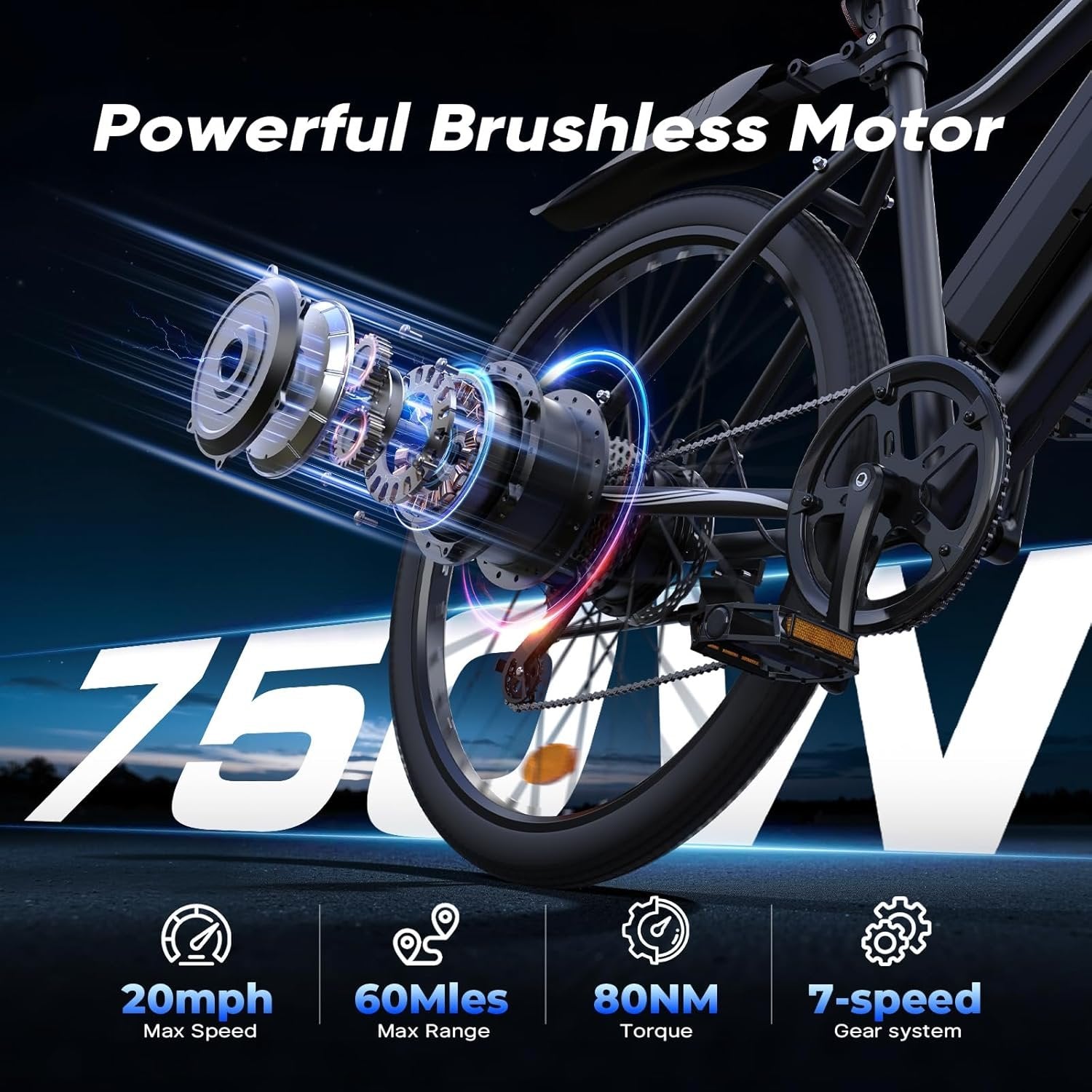 electric bike for adults, 750–1000w, 60 mile range, 20mph, 20″/26″ tires, mountain & commuting electric bike for adults, 750–1000w, 60 mile range, 20mph, 20″/26″ tires, mountain & commuting