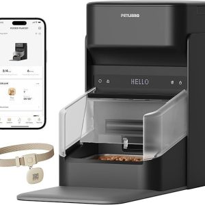 petlibro rfid automatic cat feeder, collar sensor for personalized meals, cats recognition, diet tracking and anti stealing for multi pets homes and different diets, wi fi programmable food dispenser