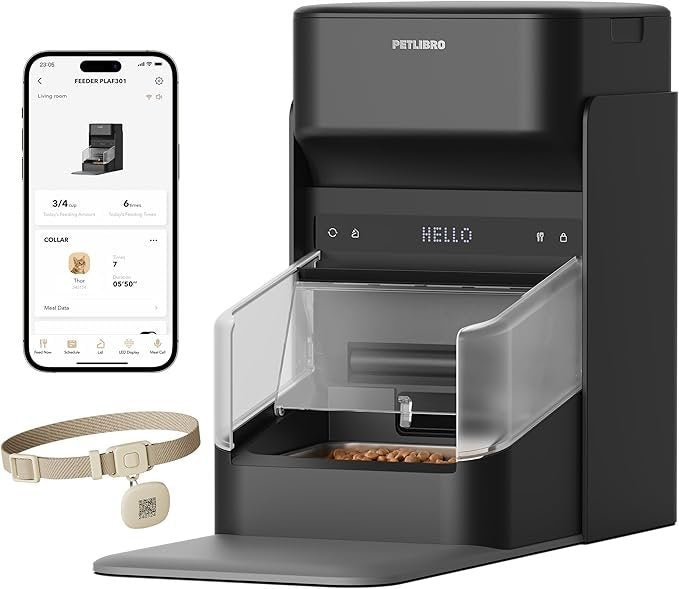 petlibro rfid automatic cat feeder, collar sensor for personalized meals, cats recognition, diet tracking and anti stealing for multi pets homes and different diets, wi fi programmable food dispenser petlibro rfid automatic cat feeder, collar sensor for personalized meals, cats recognition, diet tracking and anti stealing for multi pets homes and different diets, wi fi programmable food dispenser