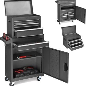 winado 4 drawer rolling tool chest with wheels & lock, tool box with large storage cabinet and adjustable shelf, removable portable top box for garage, warehouse, factory