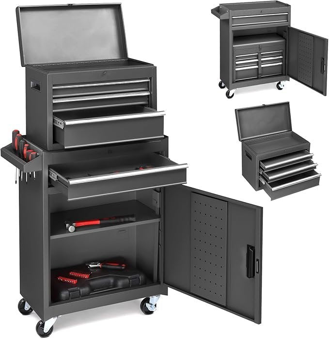 winado 4 drawer rolling tool chest with wheels & lock, tool box with large storage cabinet and adjustable shelf, removable portable top box for garage, warehouse, factory winado 4 drawer rolling tool chest with wheels & lock, tool box with large storage cabinet and adjustable shelf, removable portable top box for garage, warehouse, factory