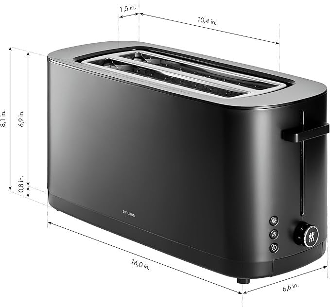 zwilling enfinigy, 4 slice long slot toaster, extra wide 1.5″ slots for bagels and toast, black zwilling enfinigy, 4 slice long slot toaster, extra wide 1.5″ slots for bagels and toast, black
