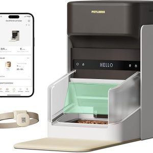 petlibro rfid automatic cat feeder, collar tag activated personalized meals, 5g&2.4g wi fi programmable cat food dispenser with cats recognition & diet tracking for multi pet homes and different diets