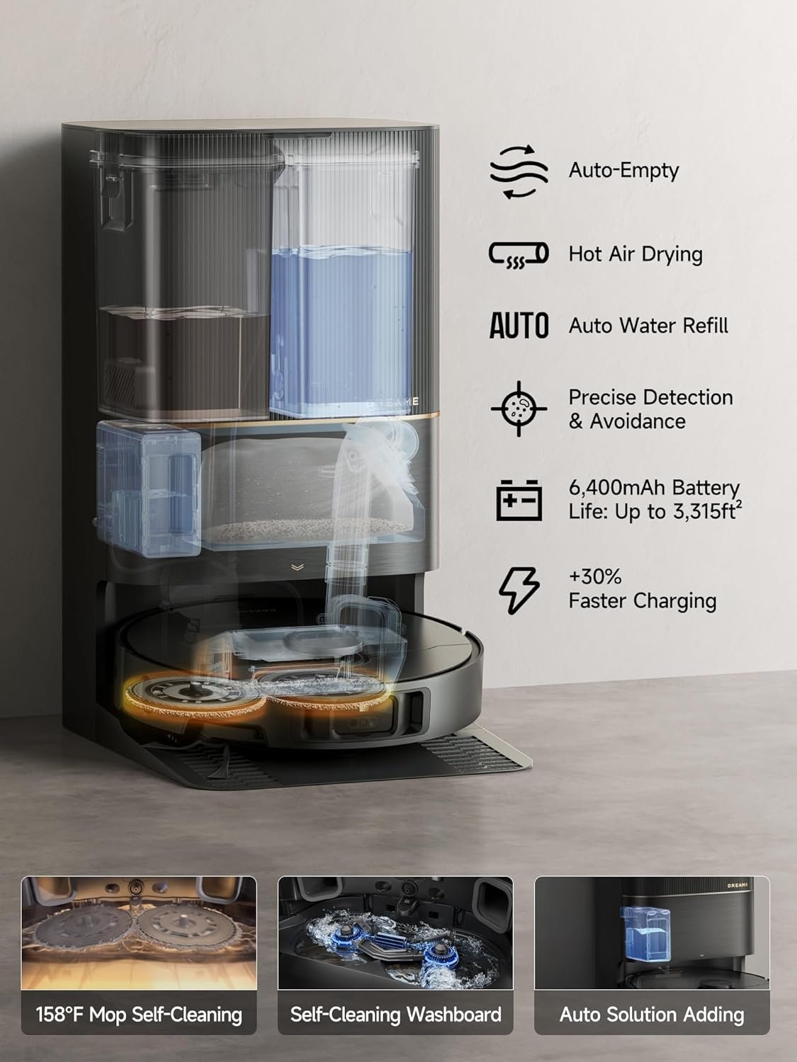 dreame x40 ultra robot vacuum with 12,000pa suction, liftable mop, self cleaning & auto empty dreame x40 ultra robot vacuum with 12,000pa suction, liftable mop, self cleaning & auto empty