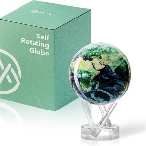 mova globe – earth with clouds classic (4.5″) | self rotating globe powered by light | silent motion, no batteries or wires | unique desk decor or gift for space lovers