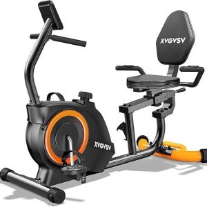 recumbent exercise bike for home use, quiet recumbent stationary bikes for adults & seniors, 16 level resistance, adjustable seat, supports 400lb, pulse sensors & lcd display