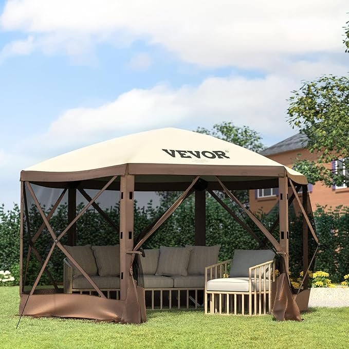 vevor pop up gazebo screen tent, pop up instant gazebo tents with mosquito netting outdoor canopy, 6 sided sun shelter 10x10ft with 6 removable wind cloths & 2 mesh windows, pavilion tent for patio vevor pop up gazebo screen tent, pop up instant gazebo tents with mosquito netting outdoor canopy, 6 sided sun shelter 10x10ft with 6 removable wind cloths & 2 mesh windows, pavilion tent for patio