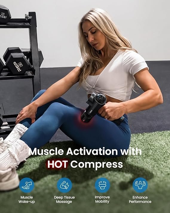 renpho active thermacool deluxe massage gun deep tissue with charging stand, mothers day gifts back massager with heat and cold head, percussion body muscle masajeador for athletes pain relief renpho active thermacool deluxe massage gun deep tissue with charging stand, mothers day gifts back massager with heat and cold head, percussion body muscle masajeador for athletes pain relief