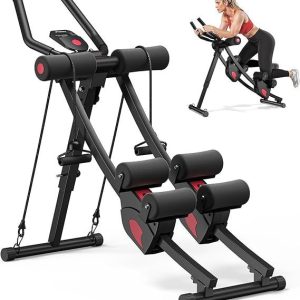 merach ab machine, adjustable ab trainer machine, ab workout equipment for home gym, independent dual tracks for mountain climber, foldable for home exercise, load capacity 440 lbs