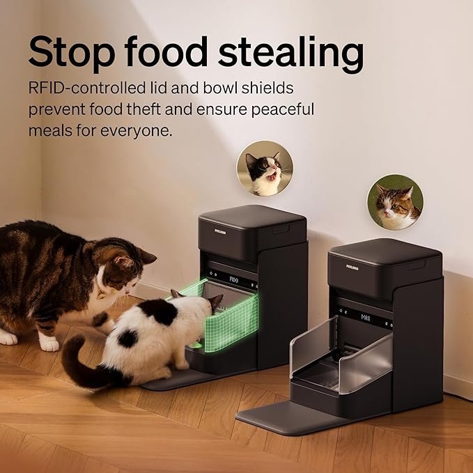 petlibro rfid automatic cat feeder, collar sensor for personalized meals, cats recognition, diet tracking and anti stealing for multi pets homes and different diets, wi fi programmable food dispenser petlibro rfid automatic cat feeder, collar sensor for personalized meals, cats recognition, diet tracking and anti stealing for multi pets homes and different diets, wi fi programmable food dispenser