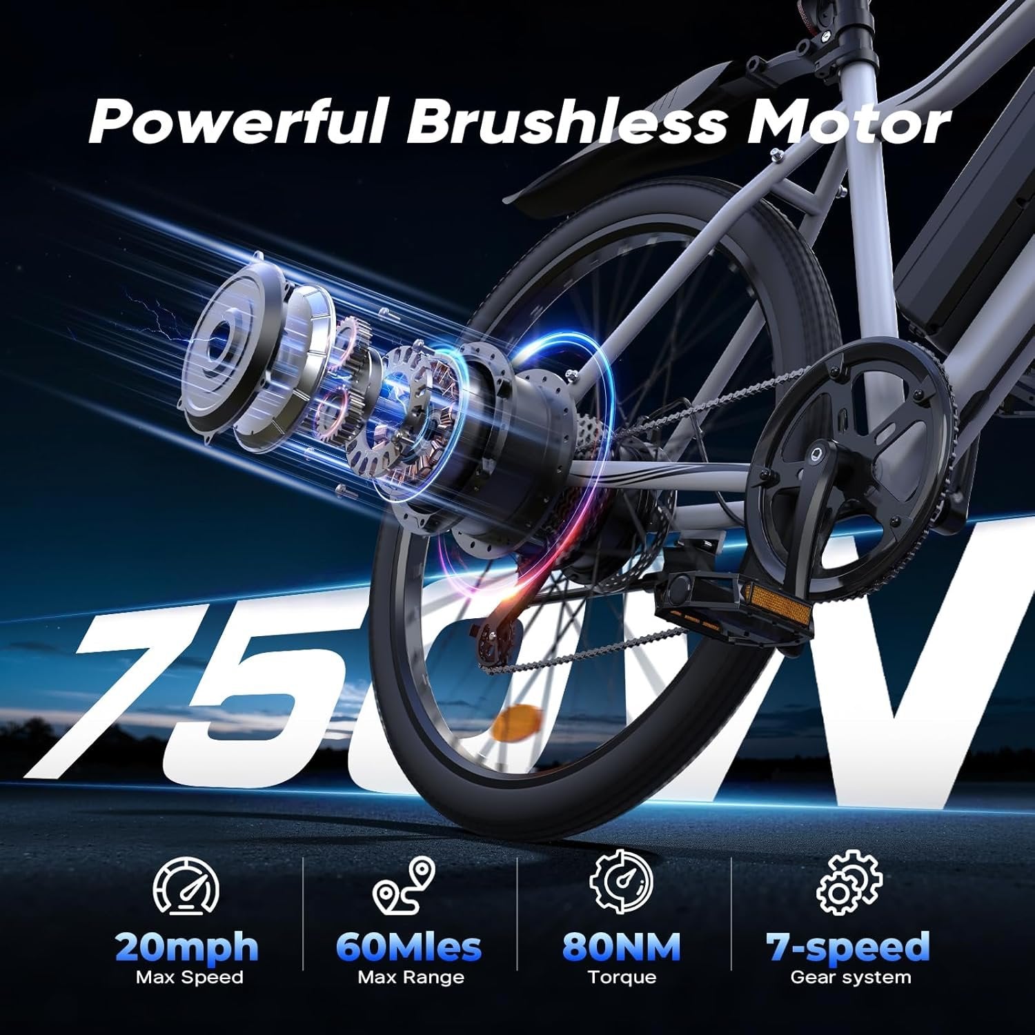 electric bike for adults, 750–1000w, 60 mile range, 20mph, 20″/26″ tires, mountain & commuting electric bike for adults, 750–1000w, 60 mile range, 20mph, 20″/26″ tires, mountain & commuting