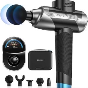 renpho ascend professional massage gun, mothers day gifts, fsa eligible hsa, adjustable 6 12mm amplitude for customized intensity, deep tissue percussion massager with 5 speeds, 5 attachments