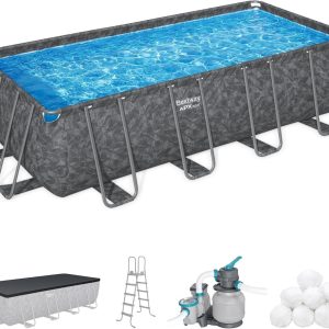 bestway apx 365 18′ x 9′ x 52″ rectangular above ground swimming pool